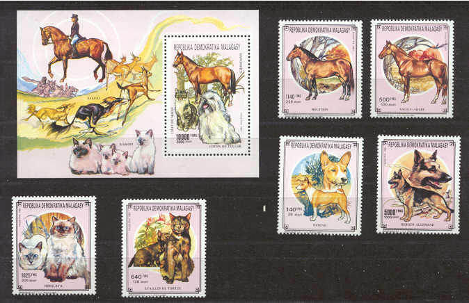 Malagasy 1022-28 MNH Domestic animals SCV26.40