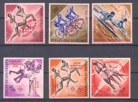 Guinea 312-14/C58-60 MNH Olympic SCV17.90/ carmine ovpt