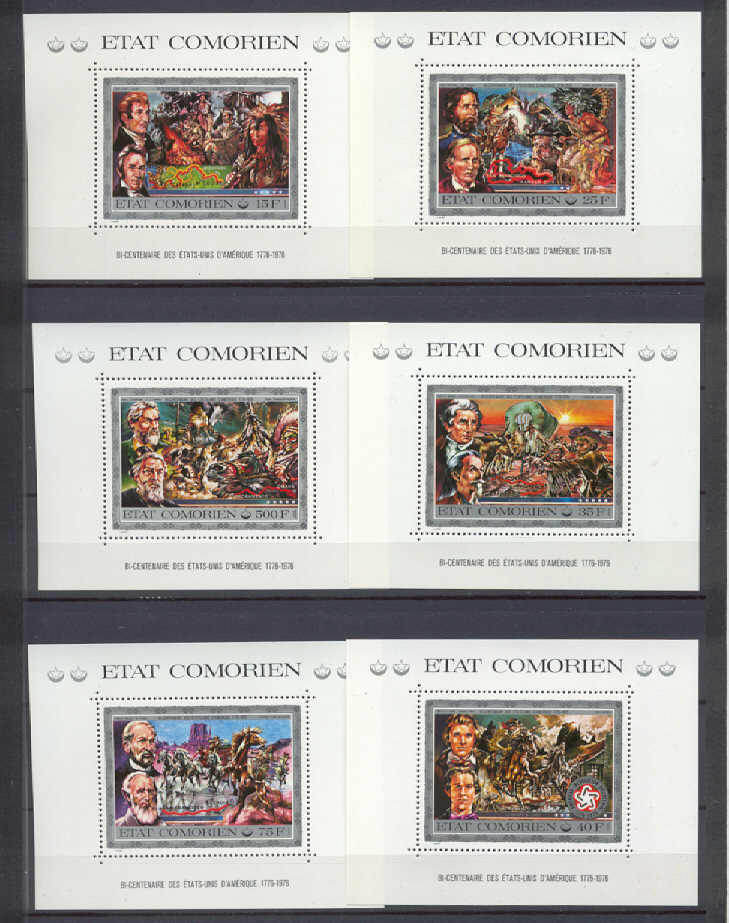 Comoro Mi.bl.12-17A/ MNH s/s US Bicentennial/Indians
