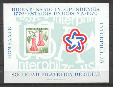 Chile Mi.642 MNH s/s Flowers/US Bicentennial