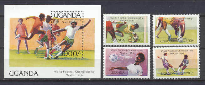 Uganda 480-84 MNH Football-86 SCV10.70