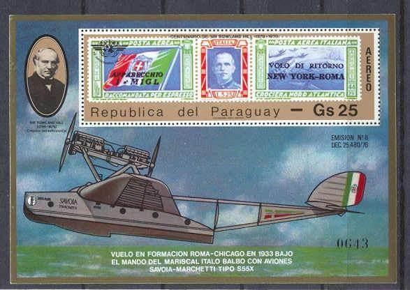 Paraguay 1892 MNH s/s Aviation/Hill SCV30