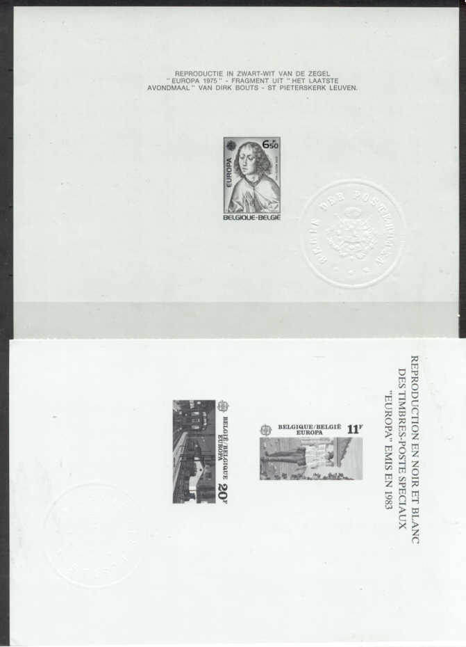 Belgium 2 MNH blackprints Europa CEPT-75/83