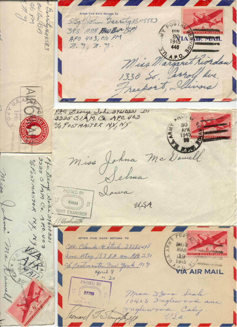 USA/Germany 5 Fieldpost covers/APO 403 etc