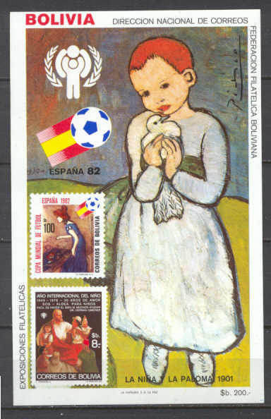 Bolivia Mi.bl.132 MNH s/s Football-82/Picasso