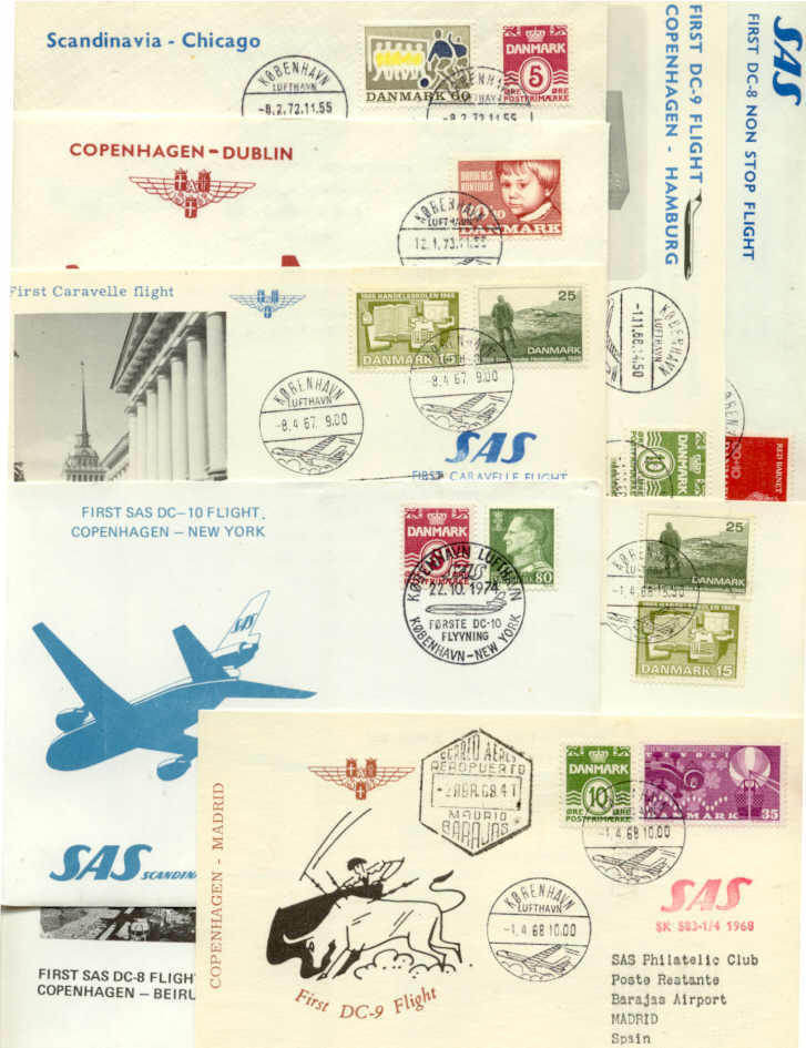 Denmark 9 first flight covers/cards/1963-75(1)