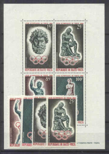 Burkina Faso Mi.148-51/bl.1 MNH Olympic-64