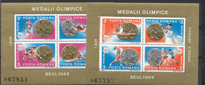 Romania Mi.bl.250/251 MNH s/s Olympic-88