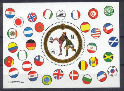 Mongolia 2280 MNH s/s Football-98/Flags SCV5.50