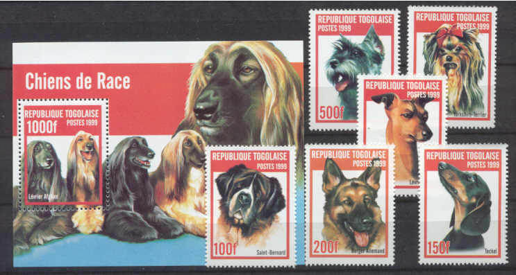 Togo 1911A-G MNH Dogs SCV6.40