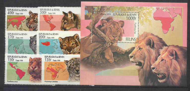 Benin 1190-96 MNH Wild cats SCV7.75