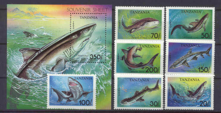 Tanzania 1136-43 MNH Fishes(Sharks) SCV7.50