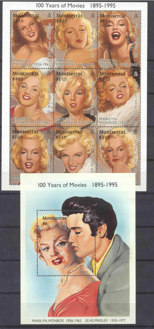 Montserrat 860-61 MNH m/s Monroe/Presley SCV19.50