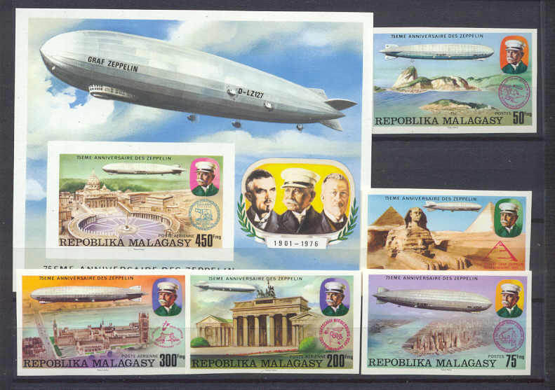 Malagasy 545-48/C158-60 MNH imperf. Zeppelins