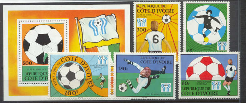 Ivory Coast 466-71 MNH Football-78 SCV10.40