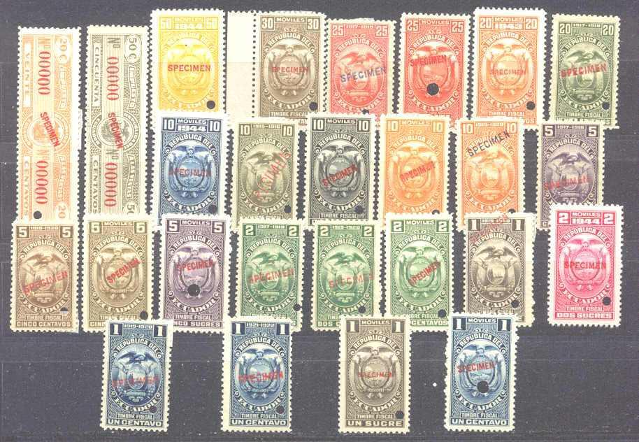 Ecuador 26 mint values pre-1940/specimens
