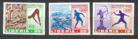 Liberia 483-85 MNH imperf.Olympic-68