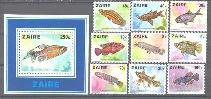 Zaira 862-71 MNH Fishes SCV24