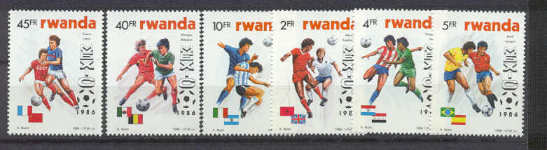 Rwanda 1256-61 MNH Football-86 SCV14.40