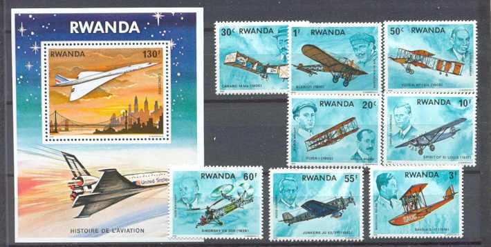 Rwanda 885-93 MNH Aviation SCV11.55