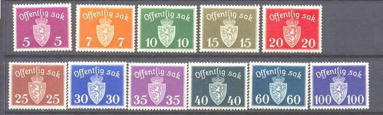 Norway O22-32 MNH SCV23
