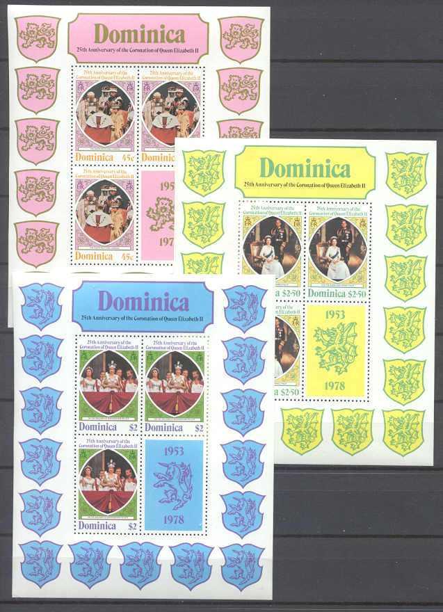 Dominica 570-72 MNH m/s Elizabeth II SCV6.75