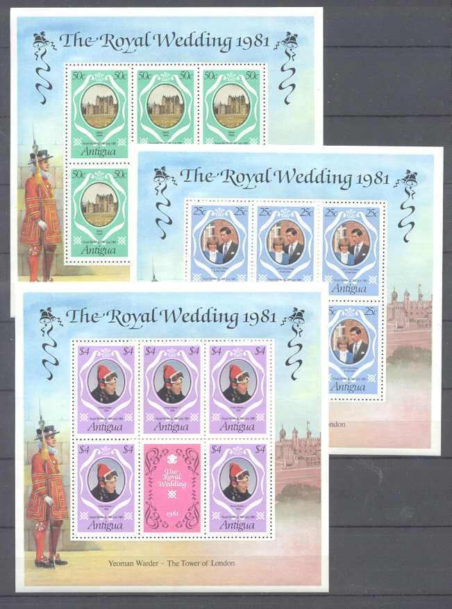Antigua 623-25 MNH m/s Royal wedding SCV9