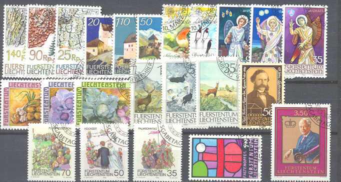 Liechtenstein used year set 1986 SCV22.40