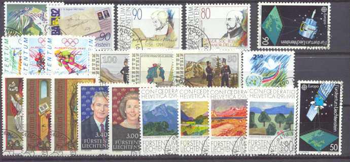Liechtenstein used year set 1991 SCV30.75