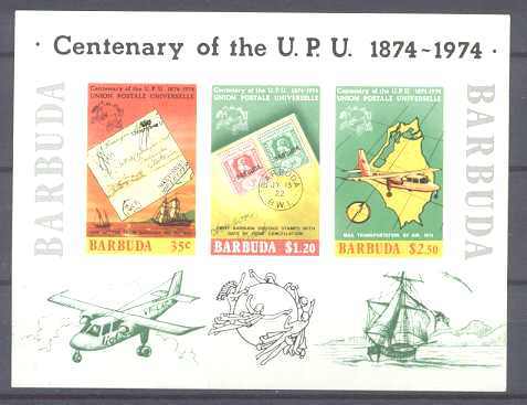 Barbuda 169a MNH imperf. s/s UPU/Aviation/Ships