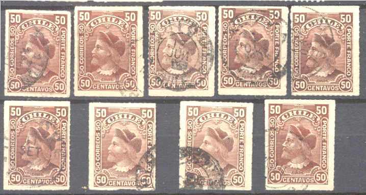 Chile 45 used/ 9x SCV22.50