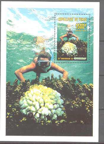 Chad 655 MNH s/s Greenpeace/Diver/Sealife SCV6