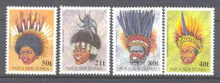 Papua New Guinea 778-81 MNH Headdresses SCV5.40