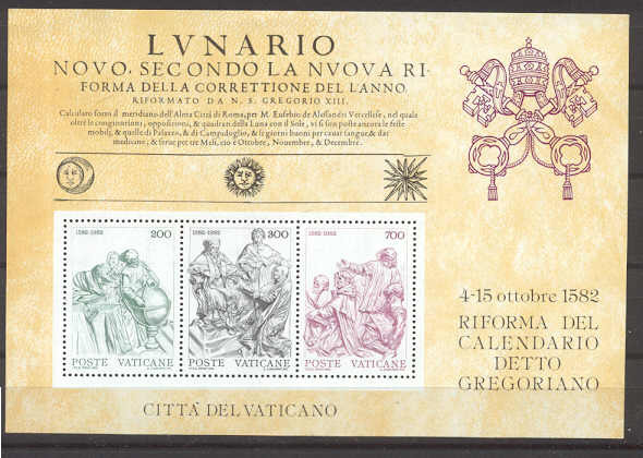 Vatican 717a MNH s/s Gregorian calendar SCV2.50