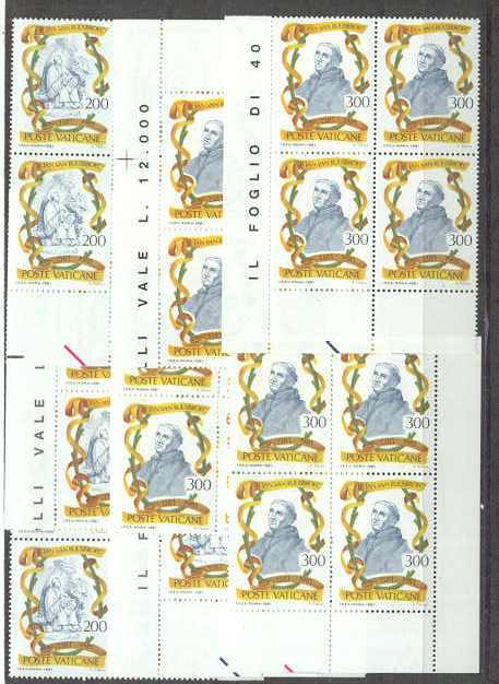 Vatican 692-93/ 8 MNH corner bl. of 4 SCV12.80