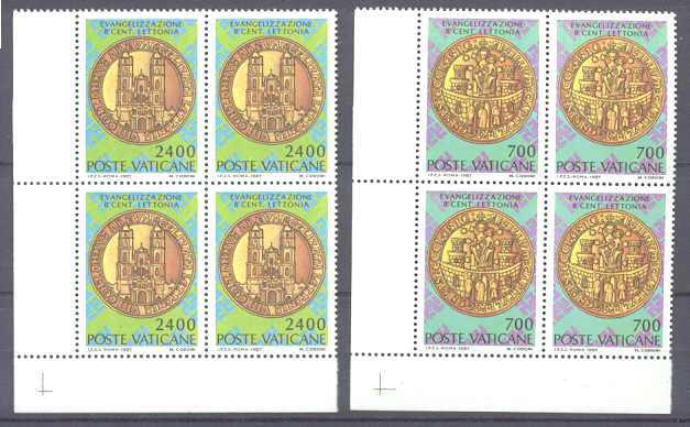 Vatican 783-84 MNH bl.of 4 Christianization Latvia SCV2