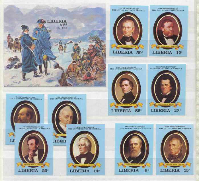 Liberia 912-22 MNH VF imperf.USA presidents