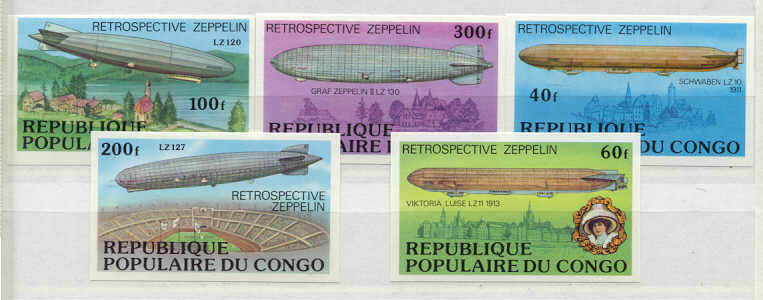 Congo 408-12 MNH VF imperf. Zeppelins