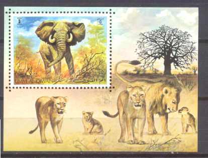 Umm Al Qiwain Mi.bl.34 MNH s/s Animals (Elephant/ Wild