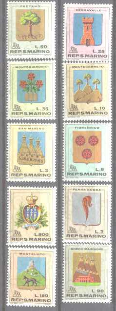 San Marino 677-86 MNH Coat of Arms SCV2.50