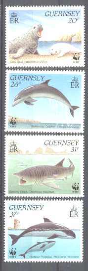 Guernsey 441-44 MNH Fishes/WWF-90 SCV7.75