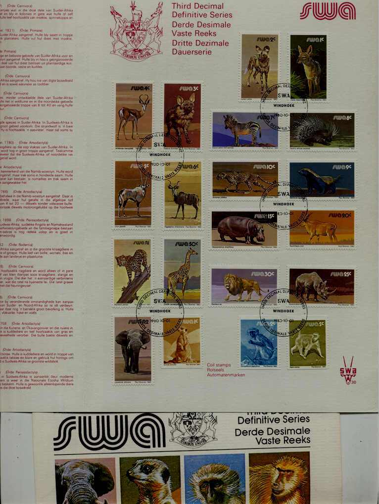 S.W.Africa 447/66 FDSheet Animals