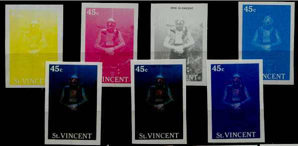 St.Vincent 1096 MNH Diving/proofs/7 values