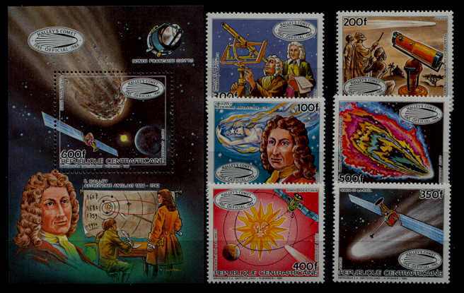 Central Africa 779-85 MNH Space/Halley SCV23.40