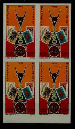 Malagasy 468 MNH imperf.bl.of 4 Stamp on stamp