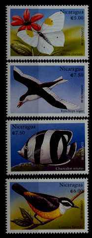 Nicaragua 2263-66 MNH Fishes/Birds/Butterflies SCV4.75