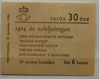 Sweden 675a MNH booklet Nobel SCV12