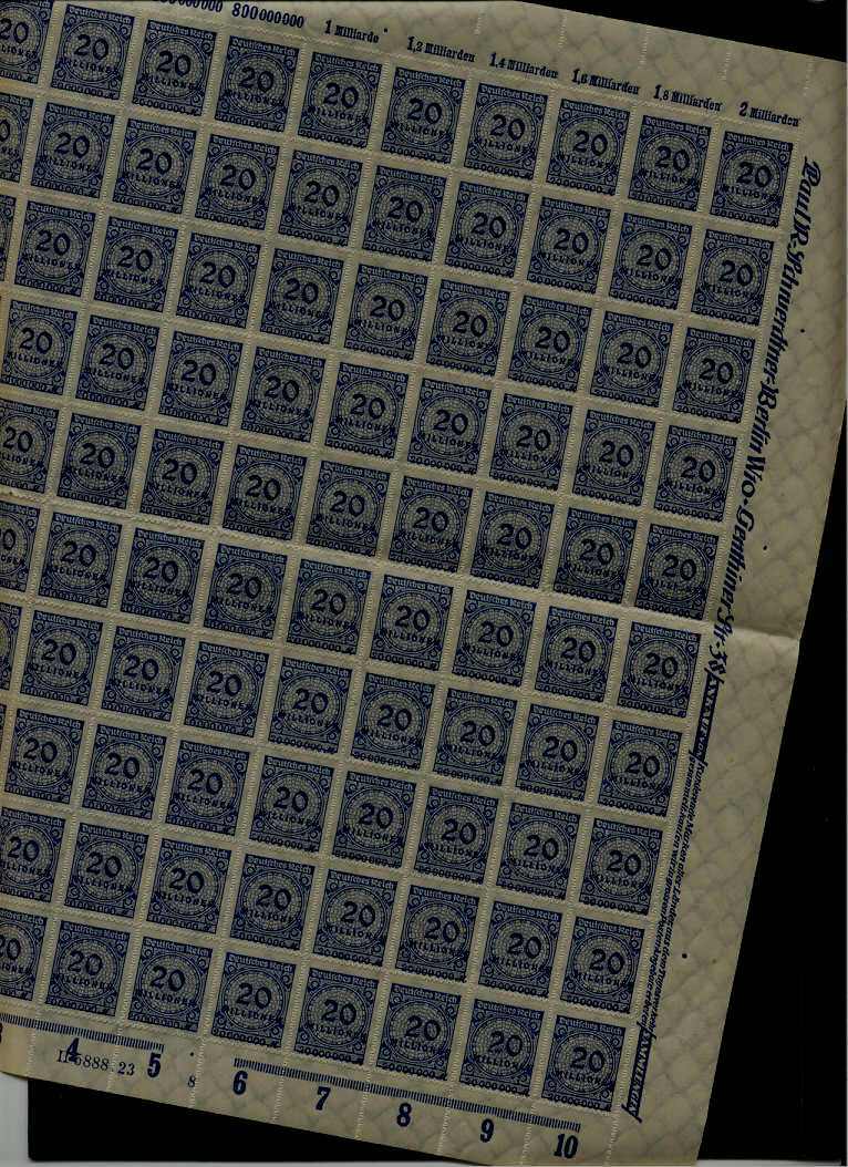 Germany(Reich) 302 MNH cpl.sheet of 100/folded SCV150+
