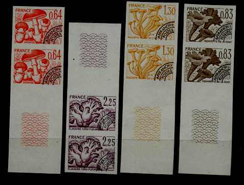 France 1630-33 MNH imperf.pairs Mushrooms