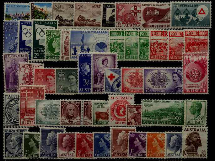 Australia MH lot 1953-58, 51 value